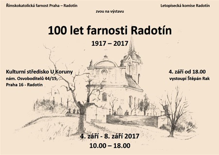 Pozvánka na oslavy stoletého výročí založení radotínské farnosti
