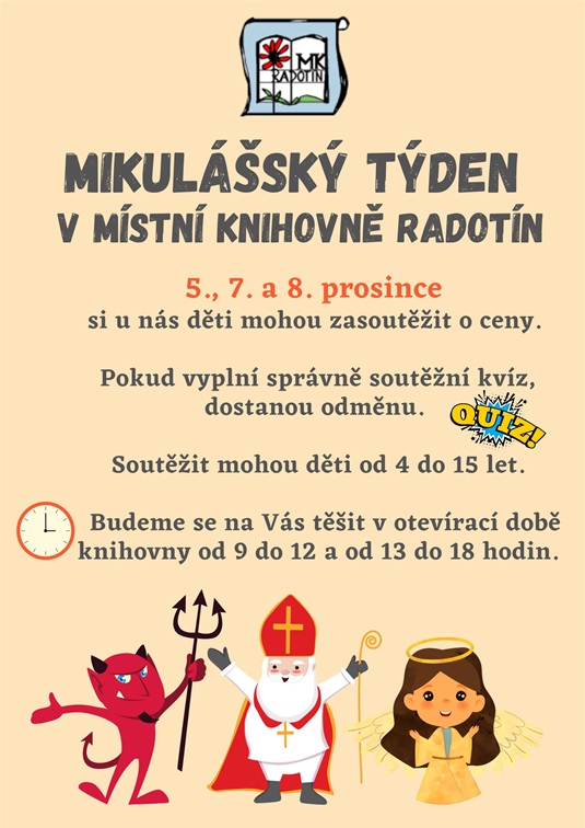 Mikulášský týden v místní knihovně, 5. - 8.12.2022