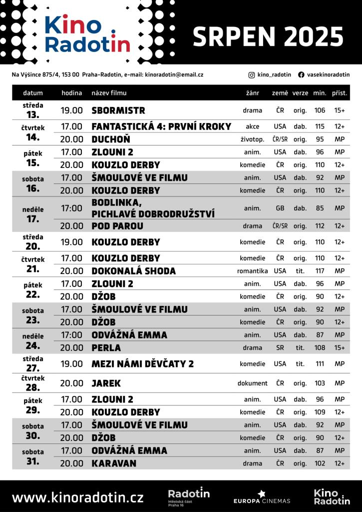 Program kina na&nbsp;srpen