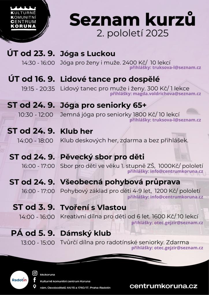 Kurzy v KKCK 2.pololetí 2025