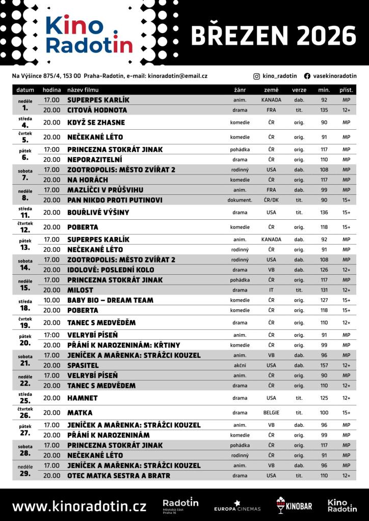 kino - březen 2026