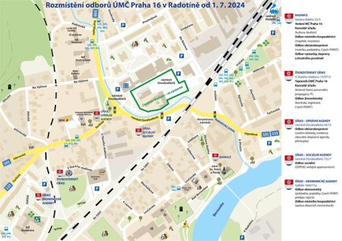 Rozmístění odborů ÚMČ Praha 16 od 1.7.2024