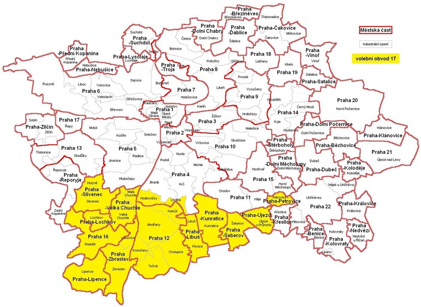 Mapa senátního obvodu č. 17