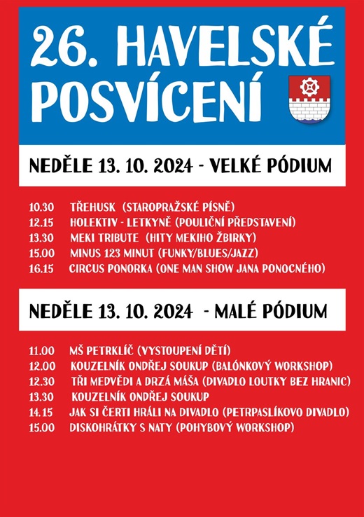 Program Havelského posvícení, 12.&nbsp;a 13.&nbsp;října 2024