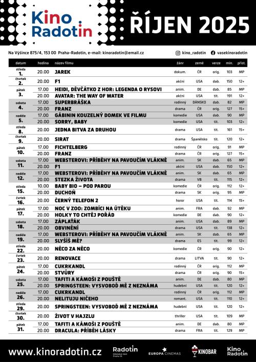 Kino - program na říjen