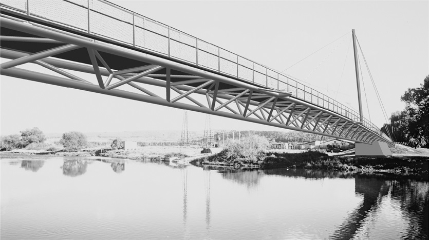 Zákres do fotografie – návrh nové lávky přes Berounku Autor: Ing. arch. Josef Pleskot
