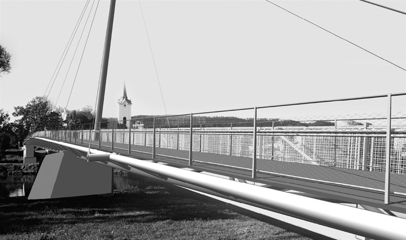 Zákres do fotografie – návrh nové lávky přes Berounku Autor: Ing. arch. Josef Pleskot