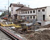 Práce na stavbě trati, radotínské nádraží, 10.9.2022