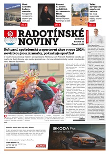 Titulní strana Radotínských novin, leden 2024