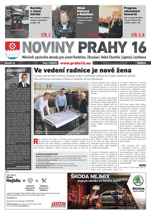 Titulní strana prosincového vydání Novin Prahy 16