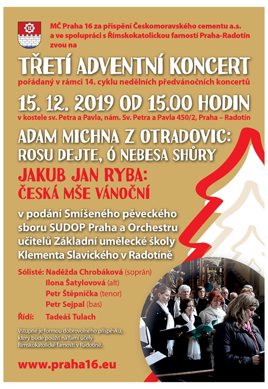 Pozvánka na třetí adventní koncert, 15.12.2019