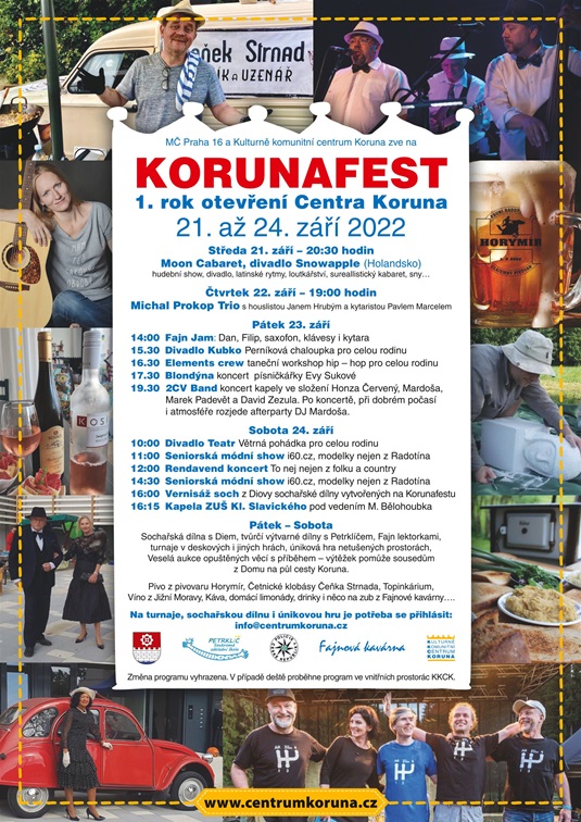 Plakát Korunafest, 21. - 24. září 2022