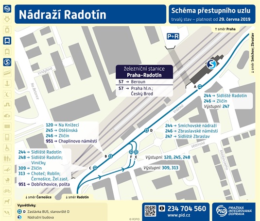 Mapa zastávek Nádraží Radotín