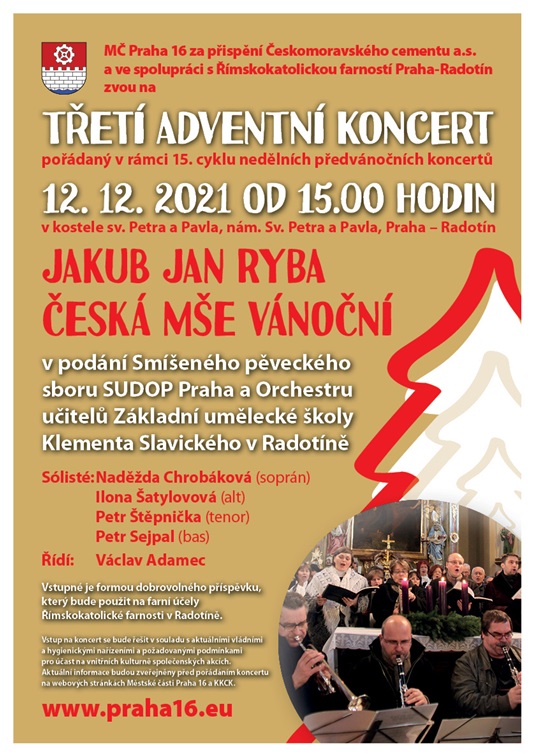 Plakát ke třetímu adventnímu koncertu, 12.12.2021 