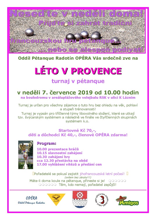 Pozvánka na turnaj v pétanque - Léto v Provence