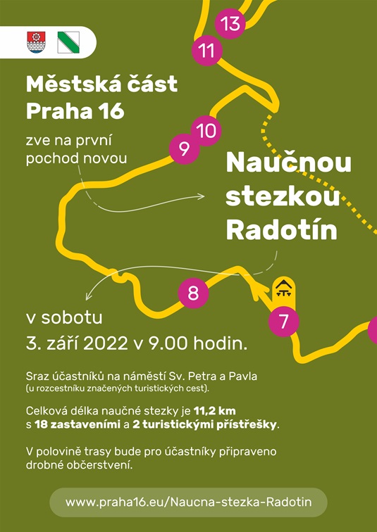 Pozvánka na otevření Naučné stezky Radotín, 3.9.2022