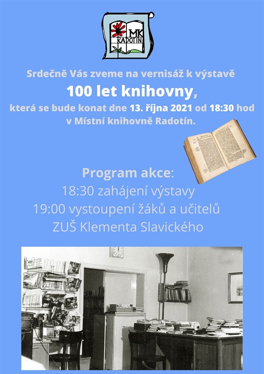 Plakát k výstavě 100 let knihovny