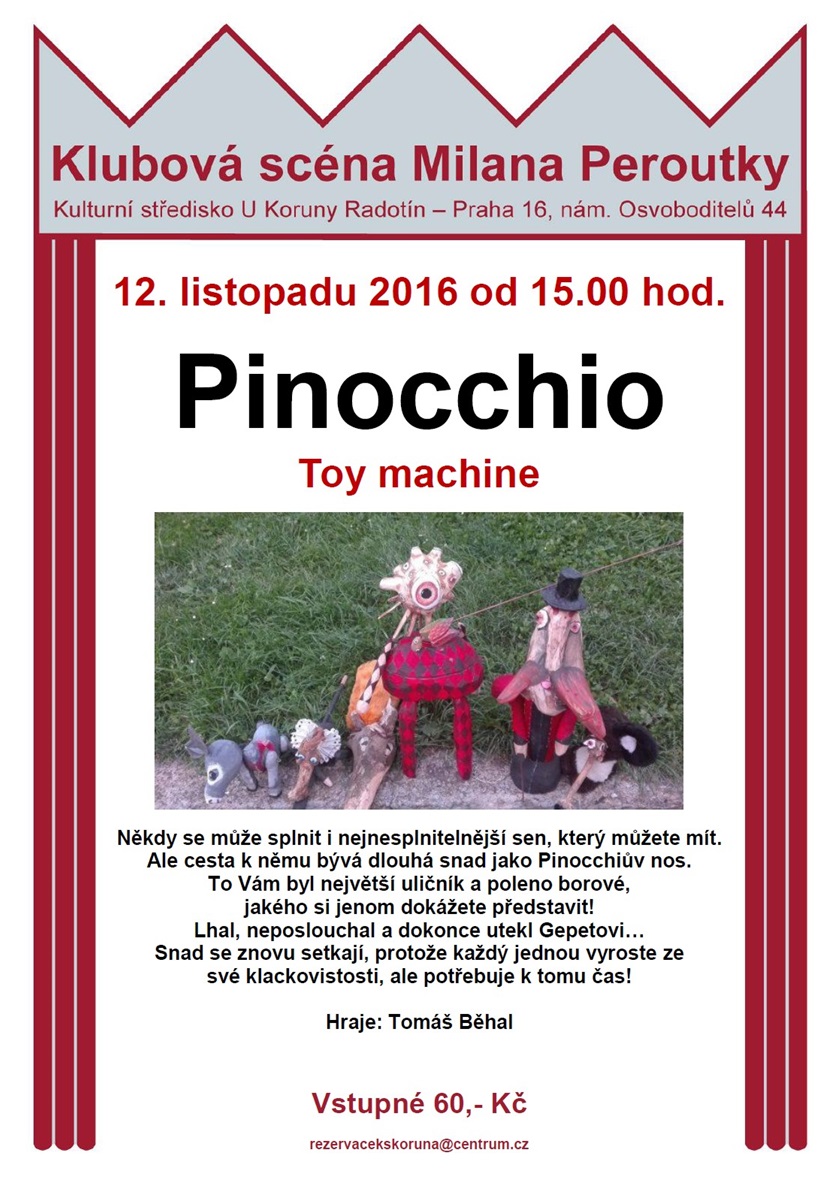 Plakátek k představení Pinocchio